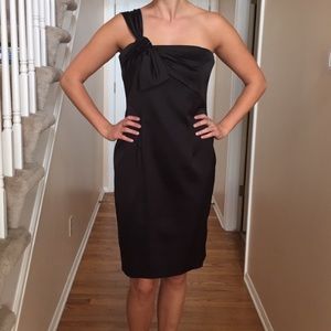 David Meister Black One-Shoulder Cocktail Dress